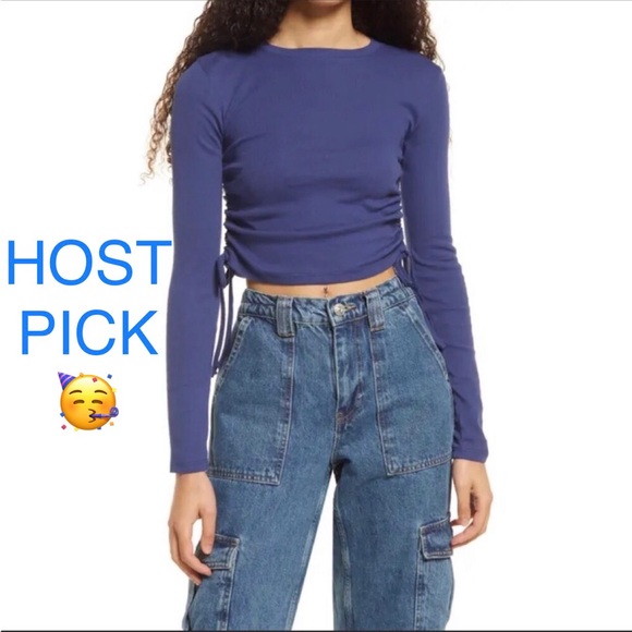 Urban Outfitters Sweaters - Urban Outfitters BDG Blue long Sleeve Rushed Cropped Top